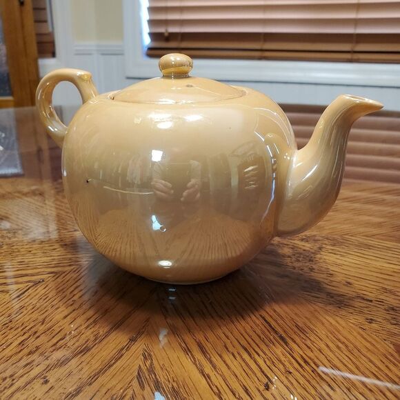 Butterscotch Peach Orange Lusterware Glazed Elite Japan Teapot - Picture 1 of 12